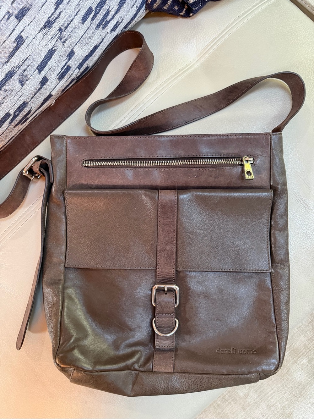 Brown Leather Crossbody Messenger Bag